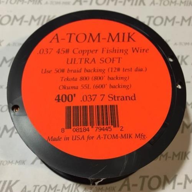 Atom-Mik Copper Wire Trolling Line 45# 400' 7 strand
