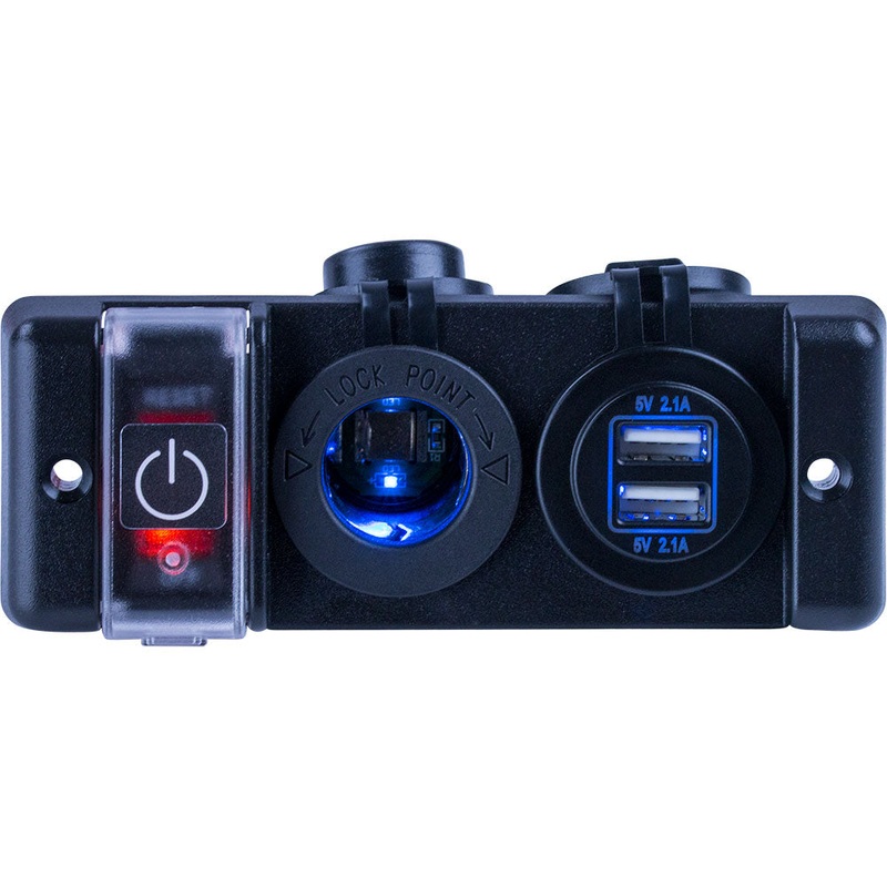 USB And 12V Power Socket Panel w/ Switched Circuit Break