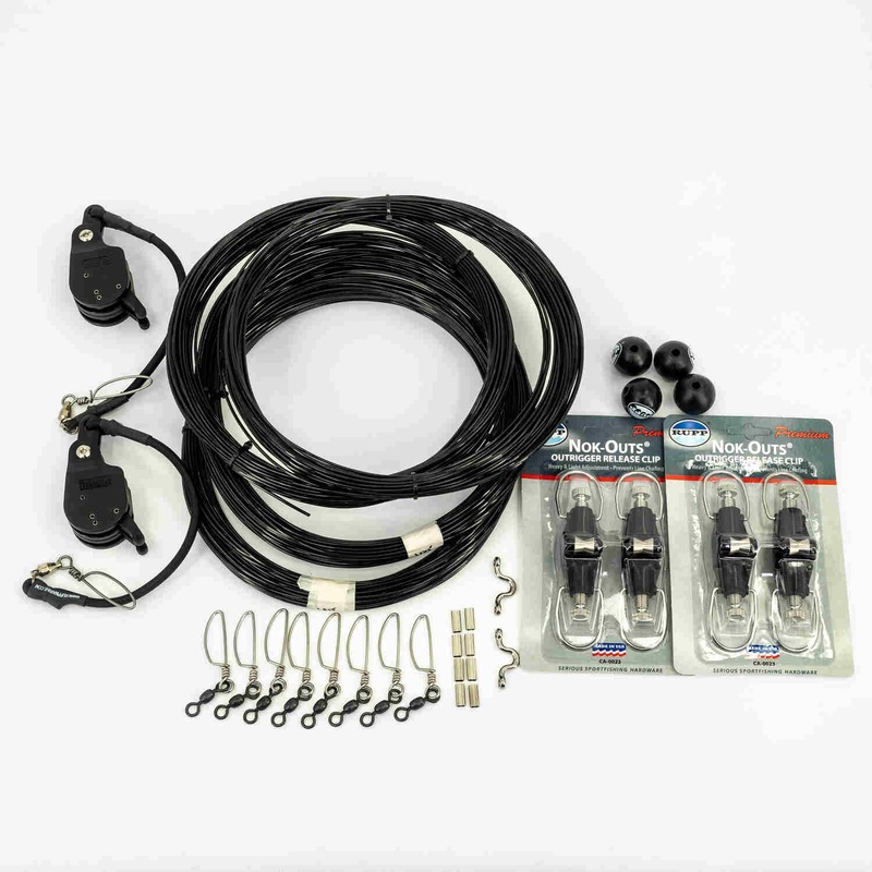 Rupp Marine Rigging Kits With Nok-Outs Outrigger Clips Black Mono