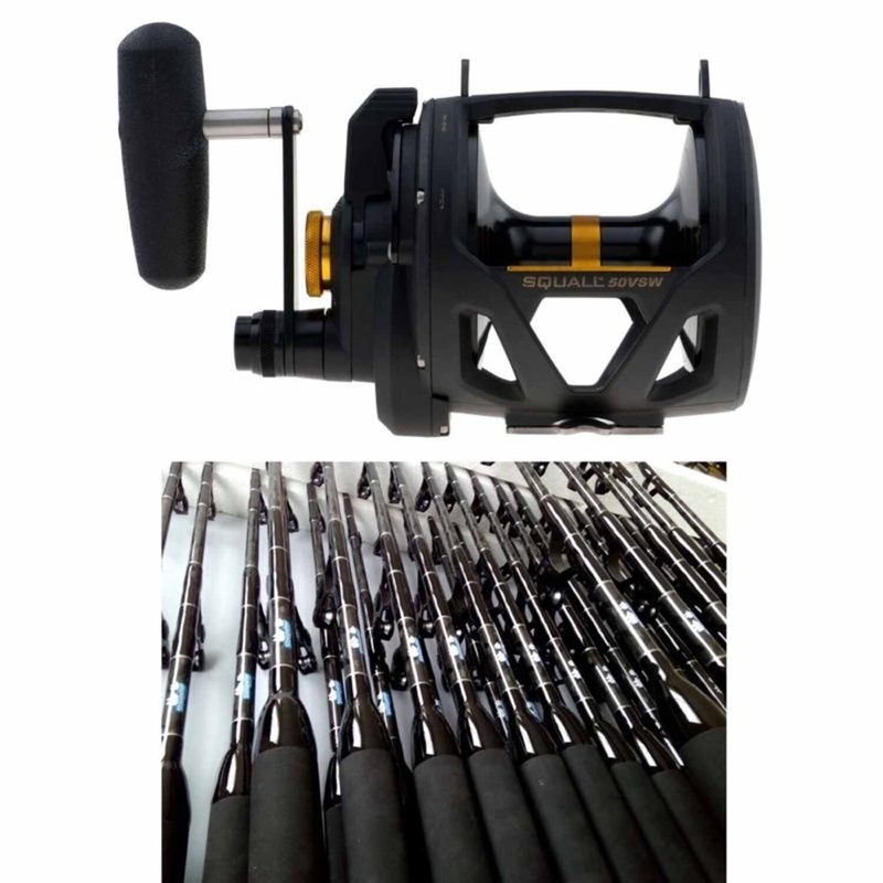 Penn Squall SQL50VSW 2-Speed Lever Drag Reel / Sloopster F5 Standup Rod Combo