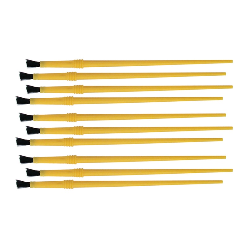 Disposable Nylon Finishing Brushes, 1/4", 10-Pack, Yellow