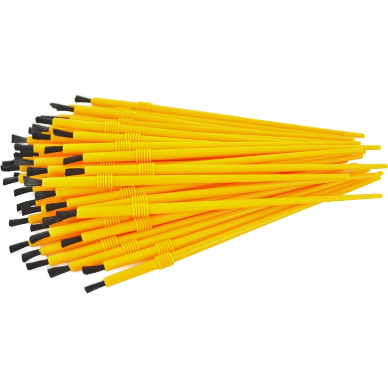 Disposable Nylon Finishing Brushes, 1/4", 100-Pack, Yellow