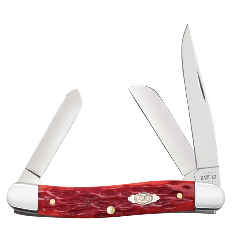 CASE STOCKMAN MEDIUM 3 BLADE 3 1/2" RED BONE