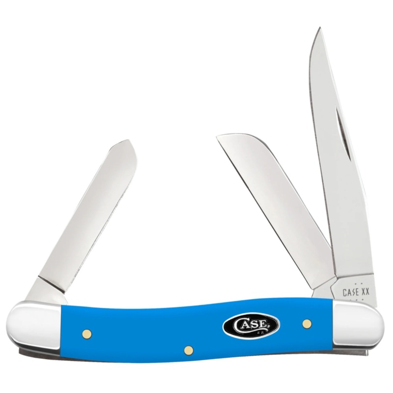 CASE STOCKMAN MEDIUM 3 5/8" 3 BLADE LIGHT BLUE SYNTHETIC