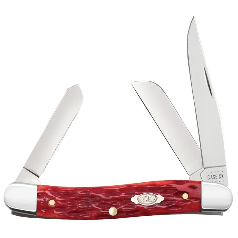 CASE STOCKMAN MEDIUM 4 5/8" 3 BLADE - DARK RED BONE