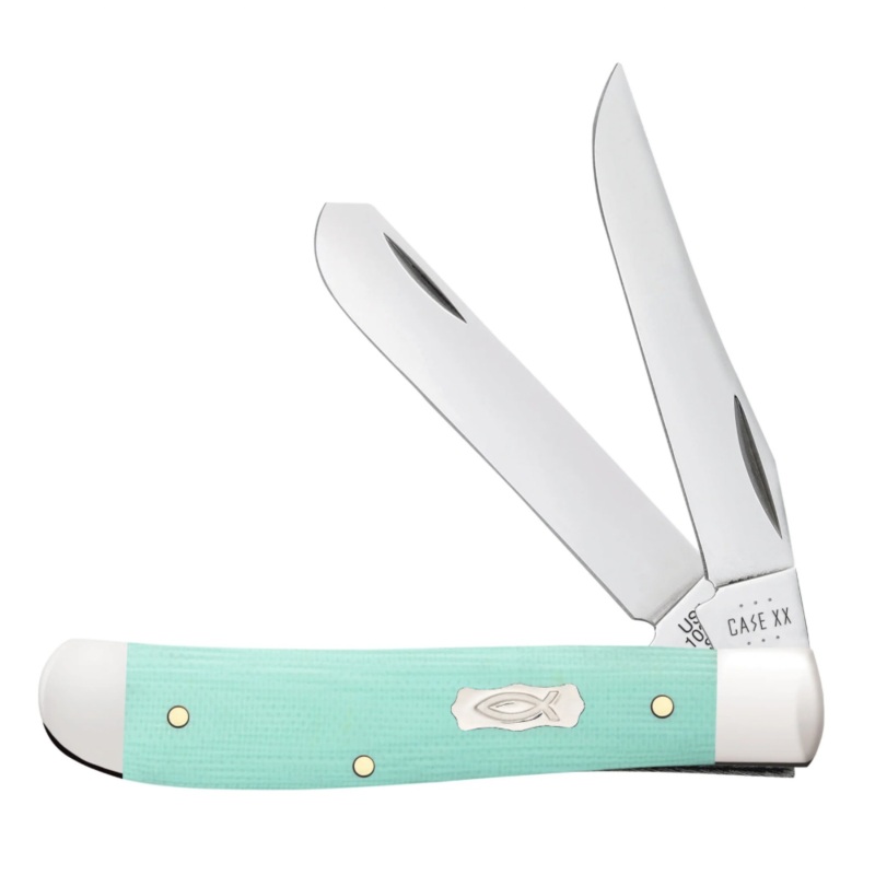 CASE TRAPPER MINI 2 BLADE 3.5" SEAFOAM GREEN G-10