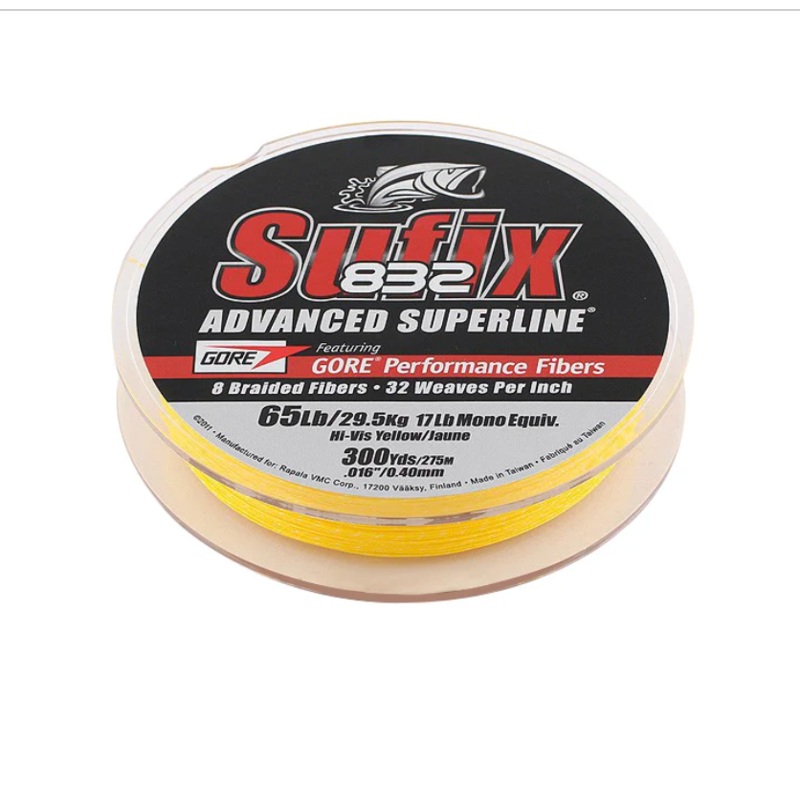 SUFIX 832 ADVANCED SUPERLINE BRAID HI-VIS YELLOW 10LB 150YDS