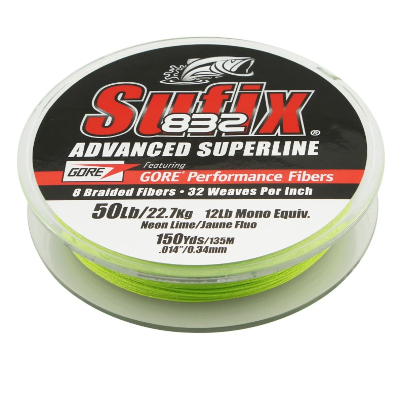 SUFIX 832 ADVANCED SUPERLINE BRAID NEON LIME 8LB 150YDS