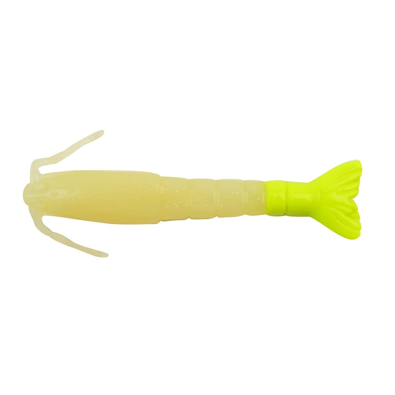BERKLEY GULP! SALTWATER 3" SHRIMP GLO CHARTREUSE (6 PACK)