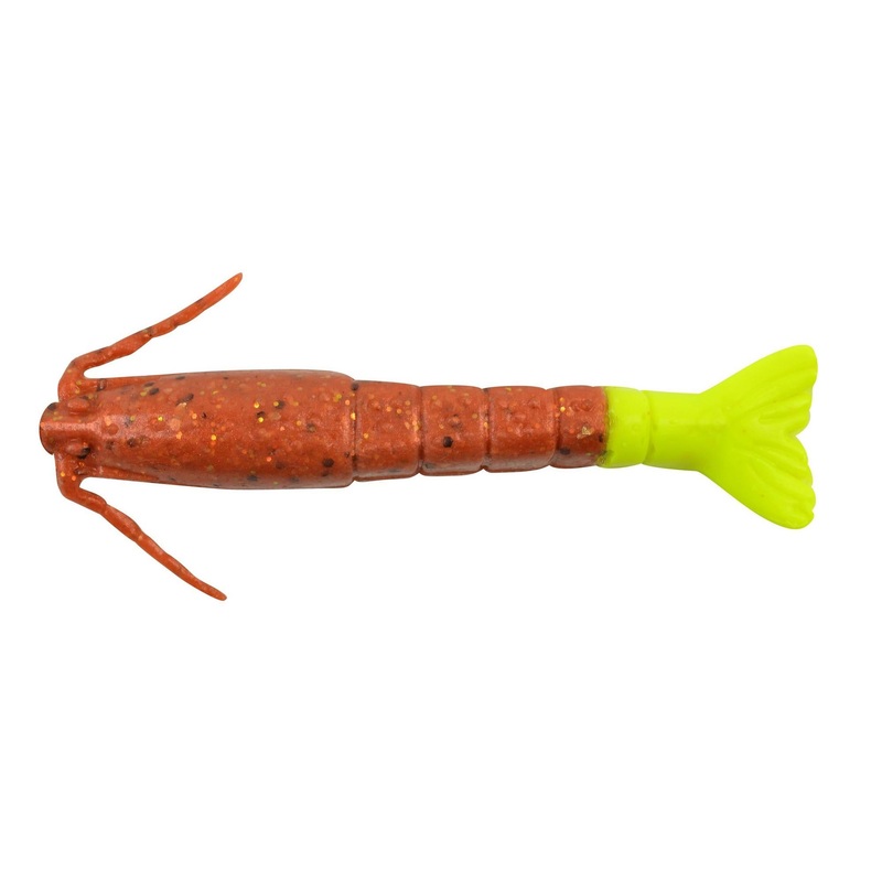 BERKLEY GULP! SALTWATER 3" SHRIMP NEW PENNY/CHARTREUSE (6 PACK)