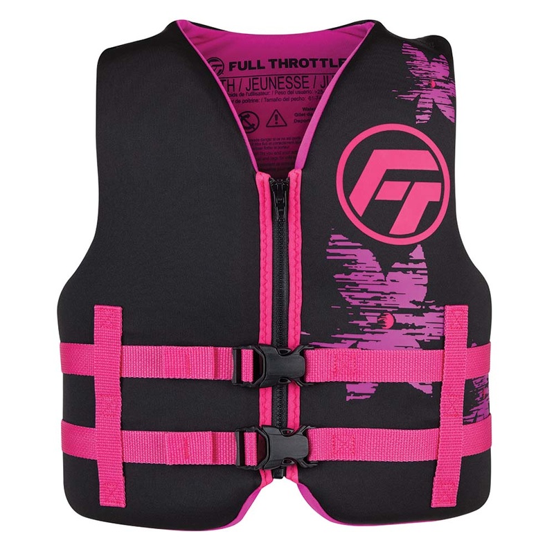 FULL THROTTLE YOUTH RAPID-DRY LIFE JACKET - PINK/BLACK