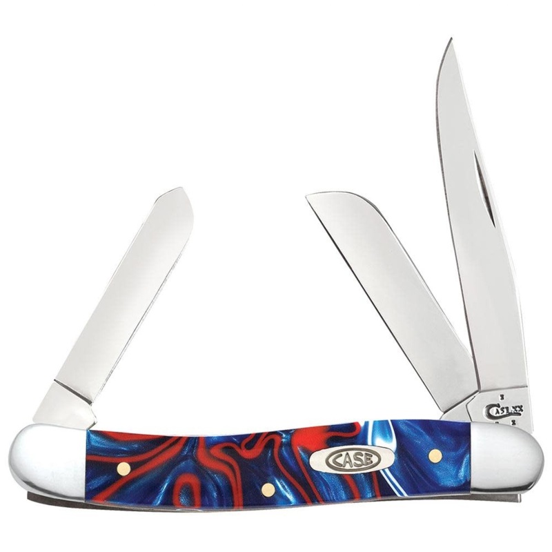 CASE STOCKMAN MEDIUM 3 5/8 KNIFE 3 BLADE - PATRIOTIC KIRINITE