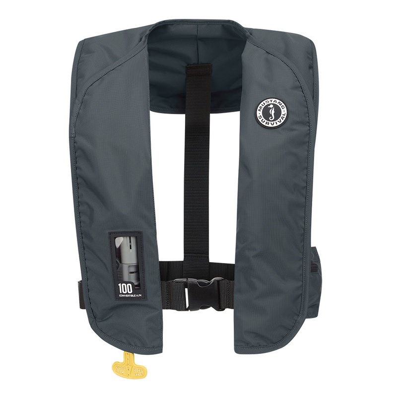 MUSTANG MIT 100 CONVERTIBLE INFLATABLE PFD - ADMIRAL GRAY