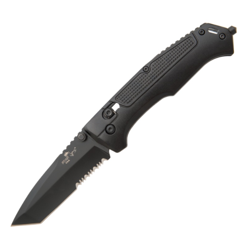BEAR & SONS 4 1/2" BLACK ALUMINUM SLIDE LOCK MD CLIP PEN