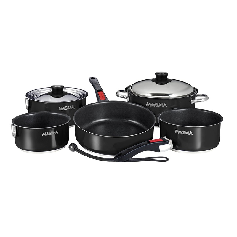 MAGMA NESTABLE 10 PIECE INDUCTION NON-STICK ENAMEL FINISH COOKWARE SET - JET BLACK