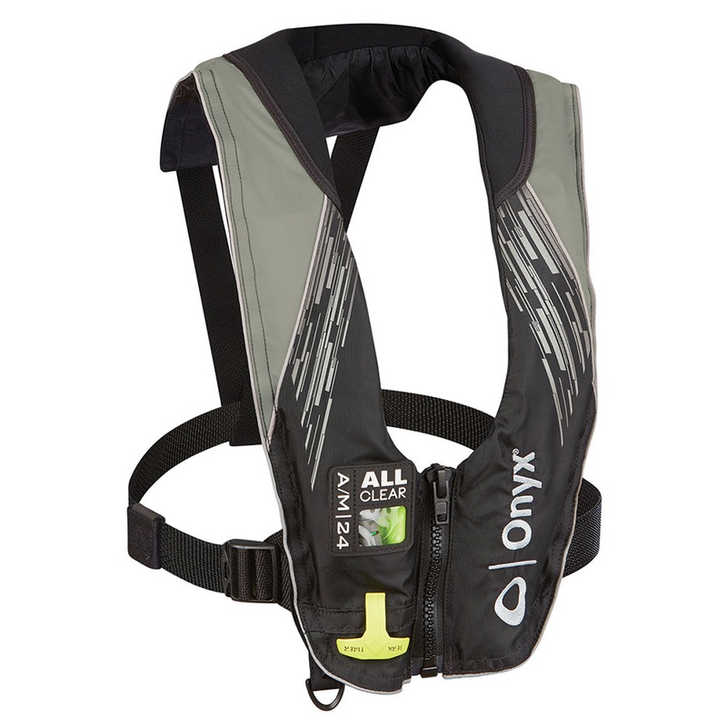 ONYX A/M-24 SERIES ALL CLEAR AUTOMATIC/MANUAL INFLATABLE LIFE JACKET - GRAY - ADULT