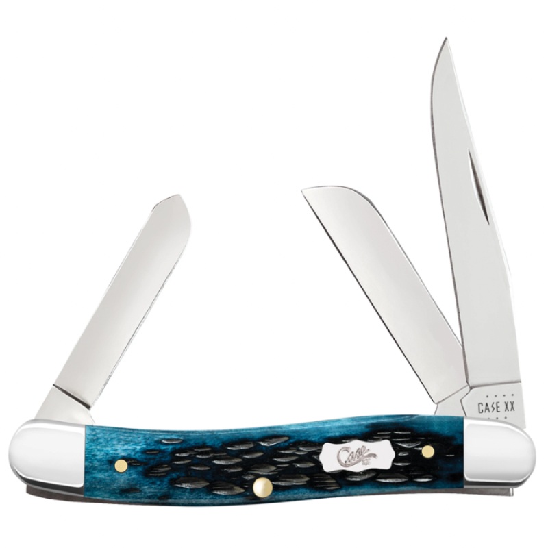 CASE STOCKMAN MEDIUM 3 BLADE 4 5/8" MEDITERRANEAN BLUE