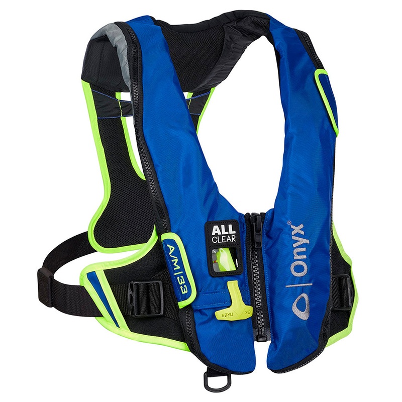 ONYX IMPULSE A/M-33 ALL CLEAR AUTO/MANUAL INFLATABLE LIFE JACKET - BLUE