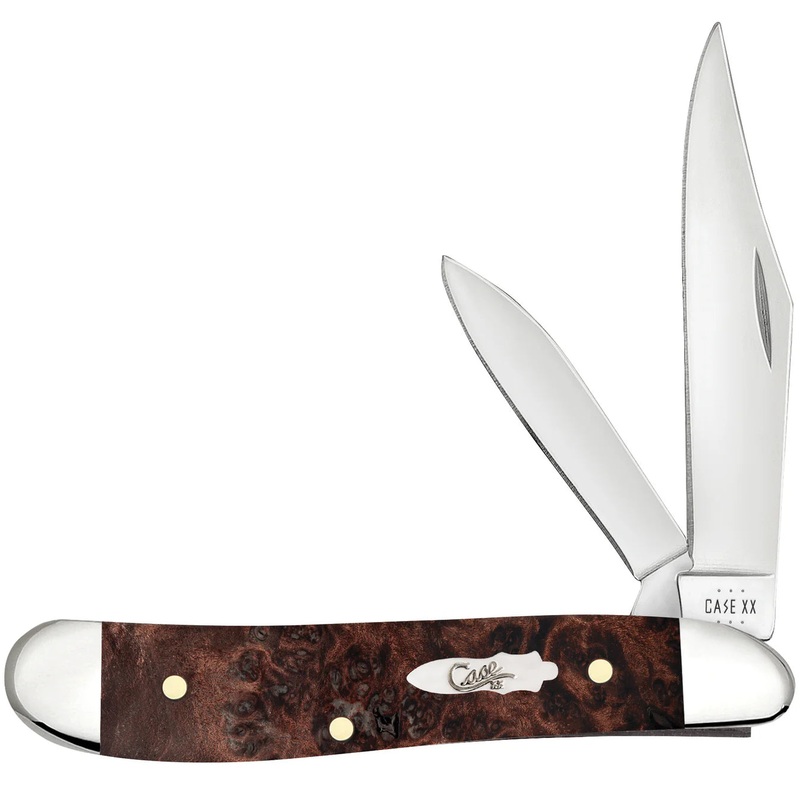 CASE PEANUT 2 BLADE 2 7/8" BROWN MAPLE BURL
