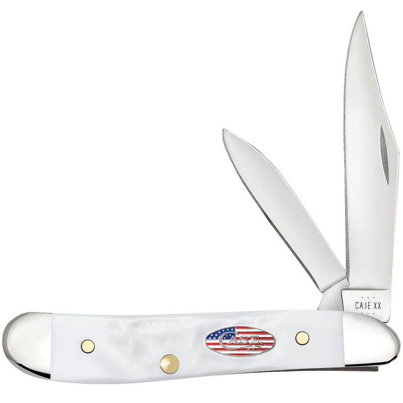 CASE PEANUT 2 BLADE 2 7/8" JIGGED ROUGH WHITE SYNTHETIC