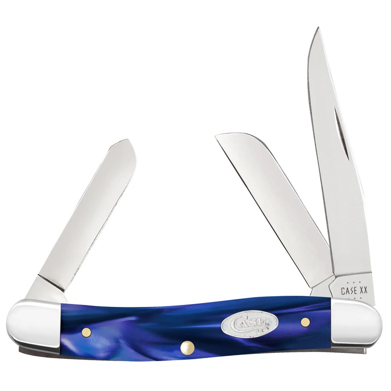CASE STOCKMAN MEDIUM 3 BLADE 3 1/4" BLUE PEARL KIRINITE