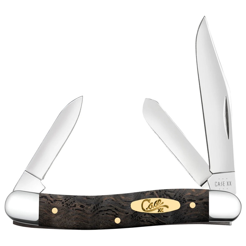 CASE STOCKMAN MEDIUM 3 BLADE 3 5/8" BLACK CURLY OAK