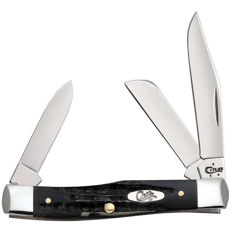CASE STOCKMAN MEDIUM 3 BLADE 3 5/8" JIGGED BUFFALO HORN