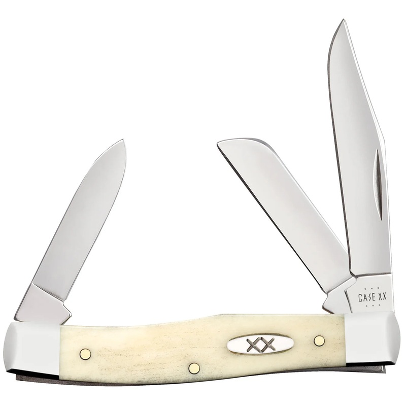 CASE STOCKMAN MEDIUM 3 BLADE 3 5/8" SMOOTH NATURAL BONE