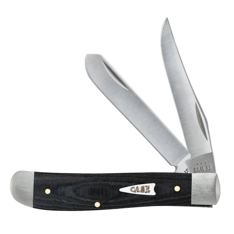 CASE TRAPPER MINI 2 BLADE 3.5" - BLACK MICARTA