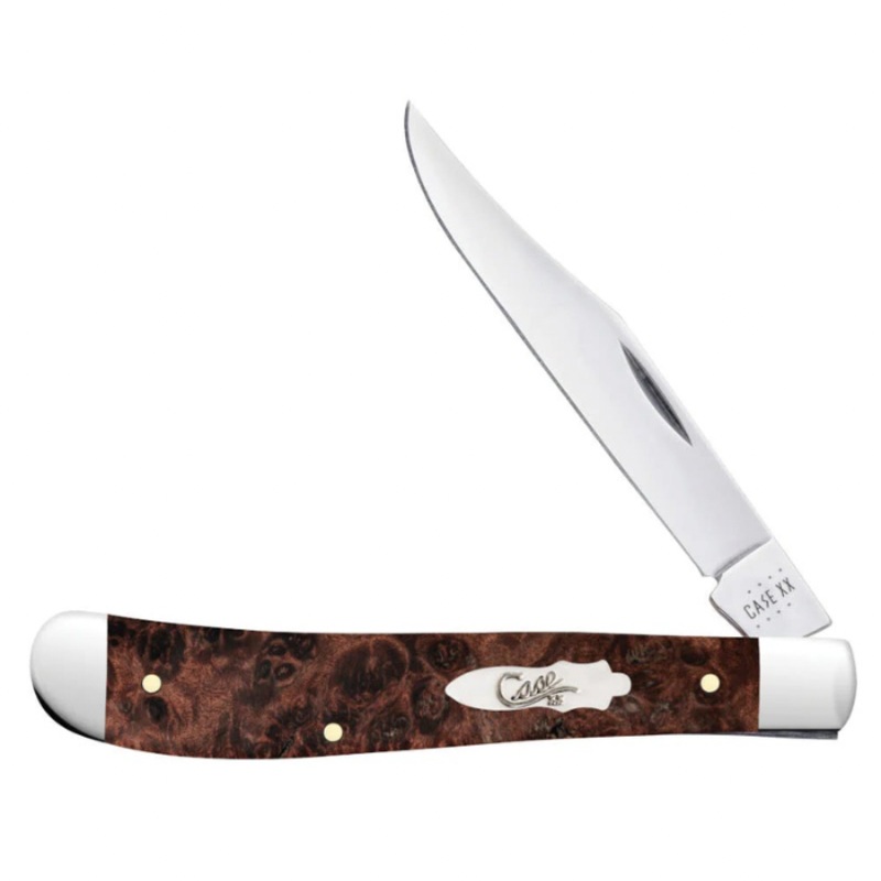 CASE TRAPPER SLIMLINE 1 BLADE 4 1/8" BROWN MAPLE BURL WOOD