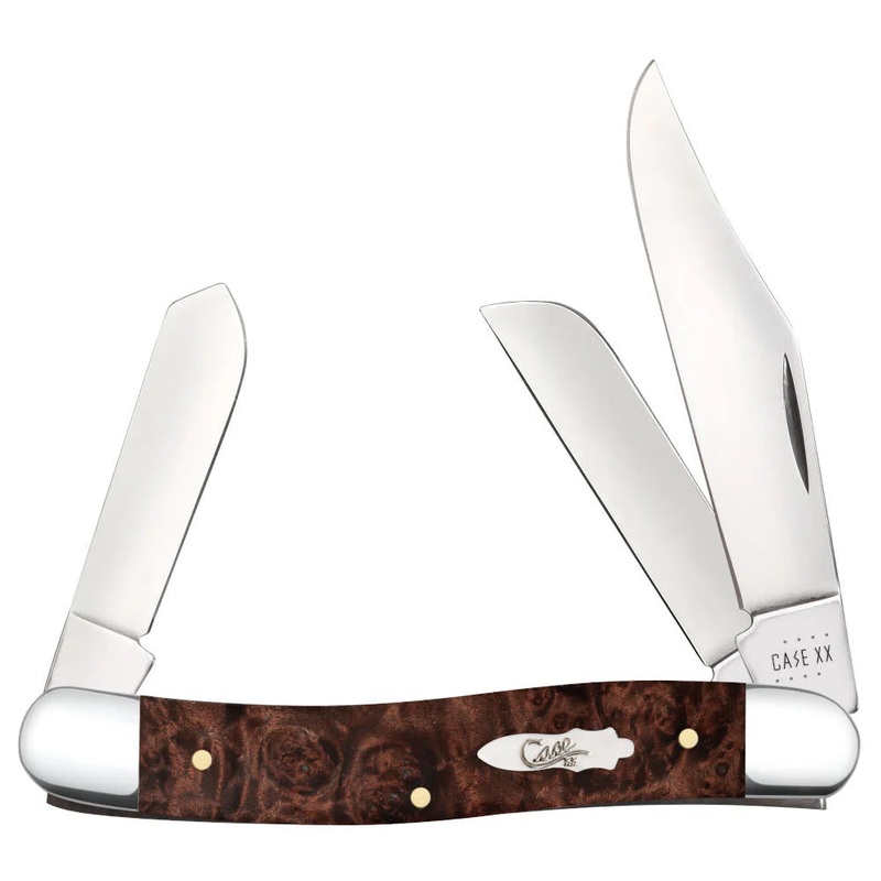 CASE STOCKMAN MEDIUM 3 BLADE 3 5/8" 6.5 MAPLE BURL WOOD