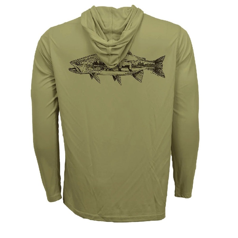Rep Your Water Men's Hooded Grizzly Trout UPF Sun Hoody