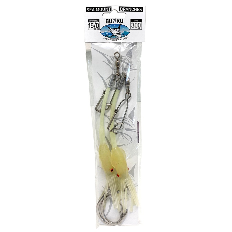 Buku Sea Mount Deep Drop Branches Pre-made Rigs 15/0 Green 300lb >
