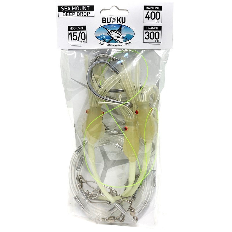 Buku Sea Mount Deep Drop Pre-made Rigs 15/0 Green 400lb-300lb >