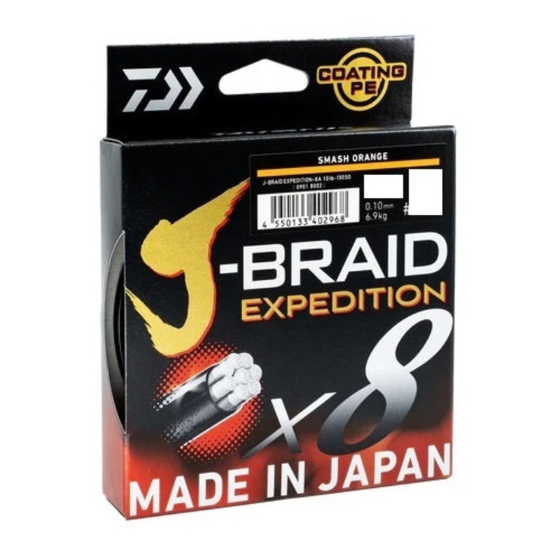 Daiwa J-braid Expedition X8 Braided Fishing Line Smash Orange 300m