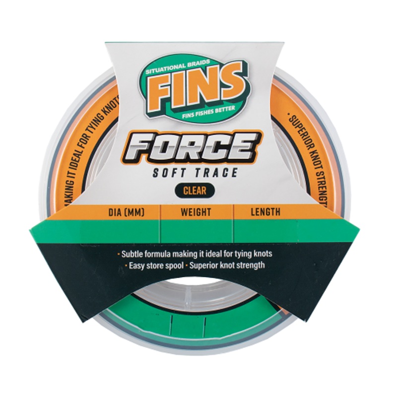 Fins Force Soft Trace Monofilament Fishing Leader 50m ><