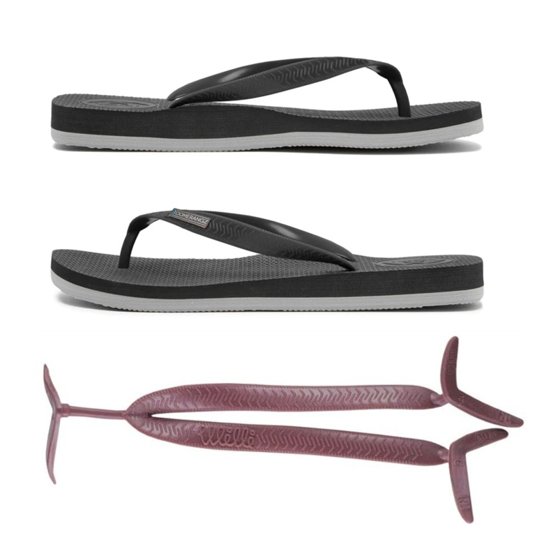 Boomerangz Regular Mens Thongs Black/grey + (burgundy Straps)