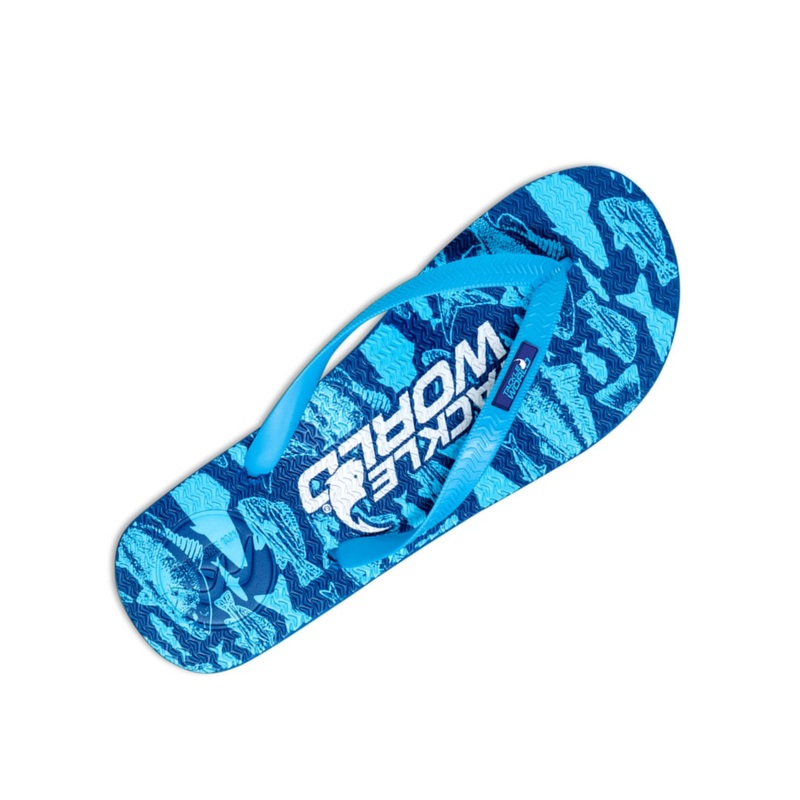 Boomerangz Regular Mens Thongs Navy Fish Pattern