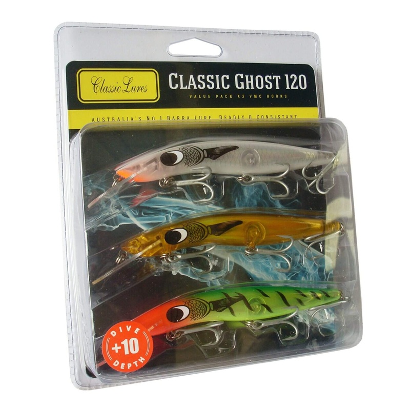 Classic Barra 3 Pack Ghost 120mm +10 Hard Body Lures