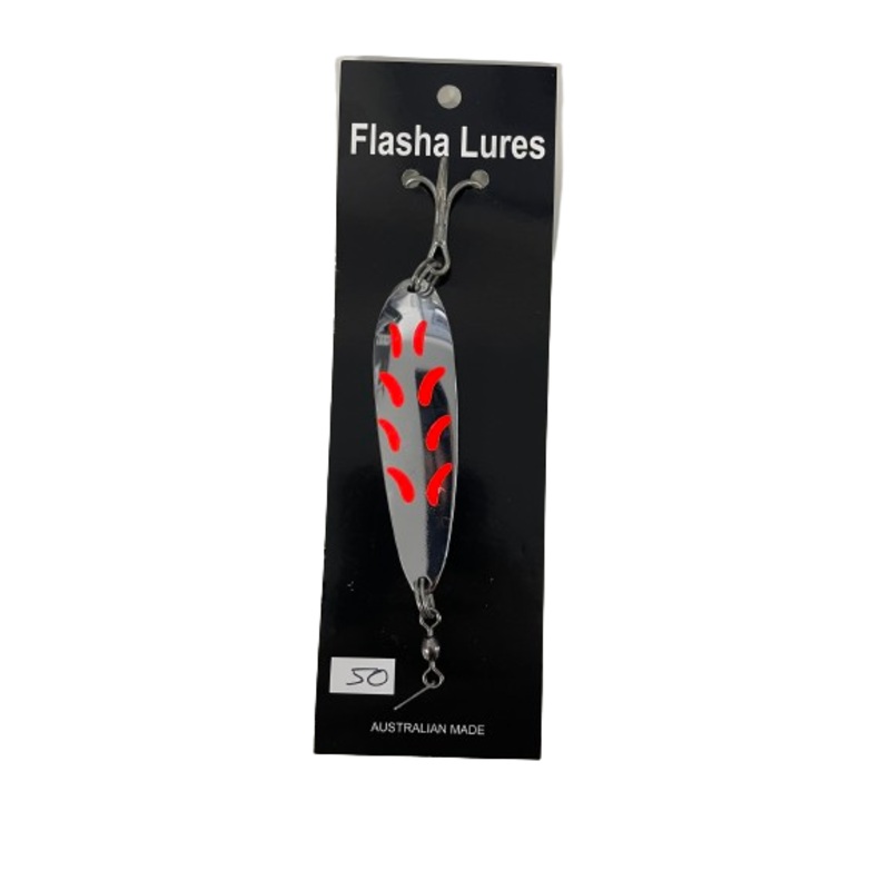 Flasha Spoon Prism Tape 50g Metal Lure Red Flash
