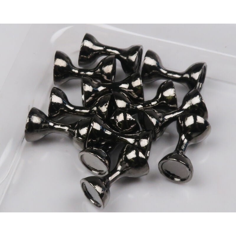 Hareline Flat End Tungsten Eyes Black 12pk Meduim
