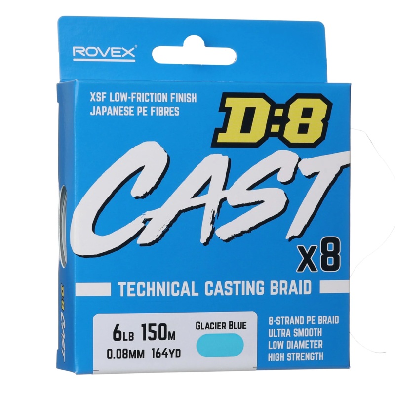 Rovex D8 Cast Braided Fishing Line Glacier Blue