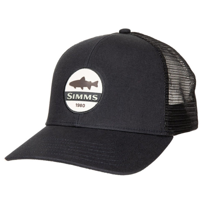 Simms Cap Trucker Trout Patch Black