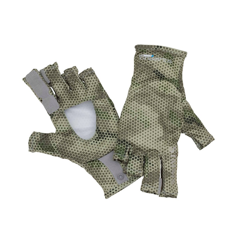 Simms Solar Sun Glove Hex Camo Loden Medium >