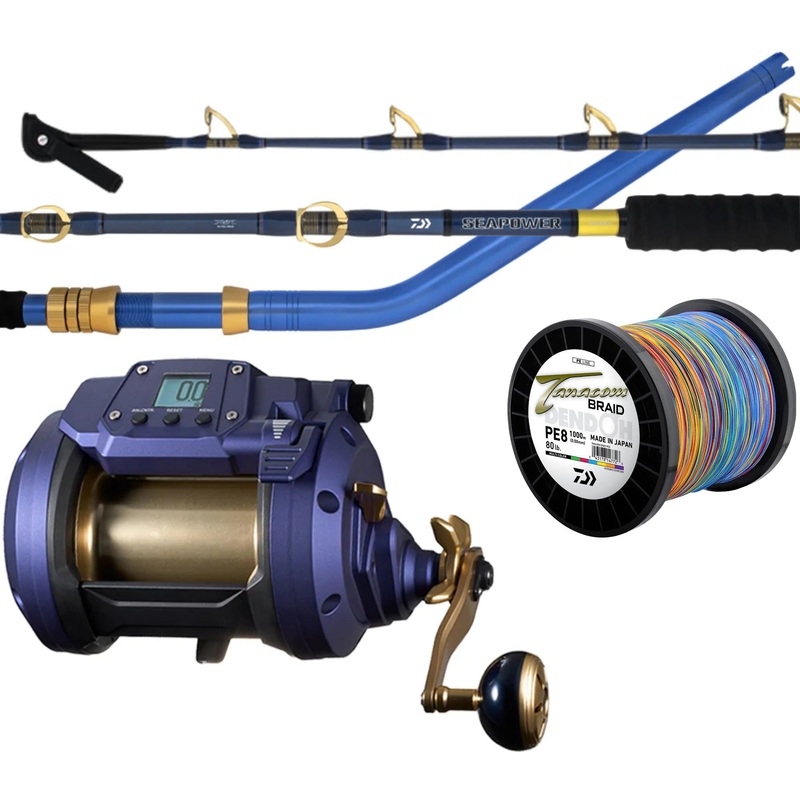 Daiwa Electric Combo Seapower 1200 Seapower 66xxhst Pre-spooled Tanacom Braid 80lb 1000m