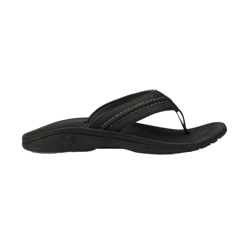OluKai Mens Hokua Sandals-Black/Dark Shadow