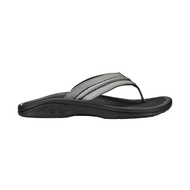 OluKai Mens Hokua Sandals-Sharkskin/Dark Shadow