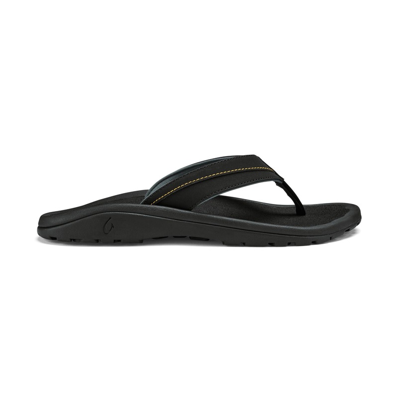 OluKai 'Mens 'Ohana Koa Sandals-Black/Sunrise