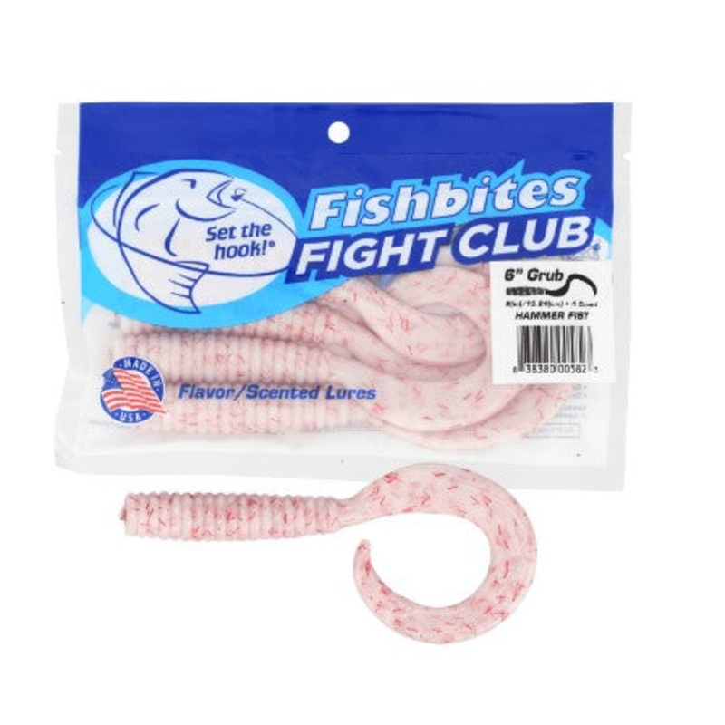 Fishbites 6" Curly Tail Grub - Hammerfist