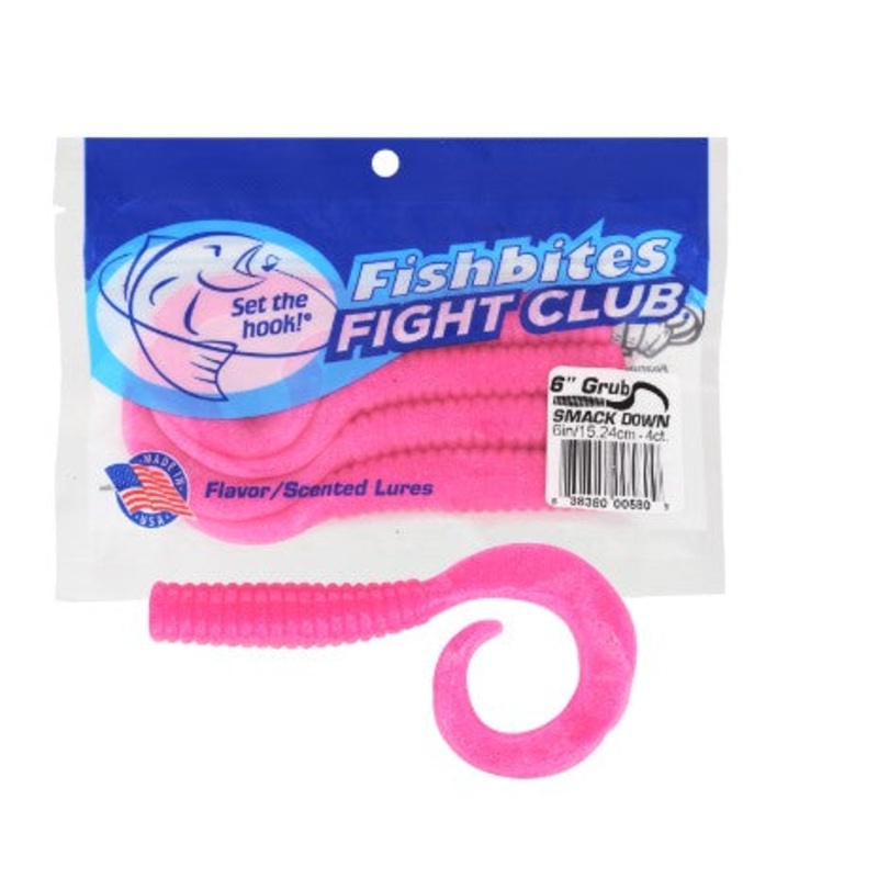 Fishbites 6" Curly Tail Grub - Smack Down